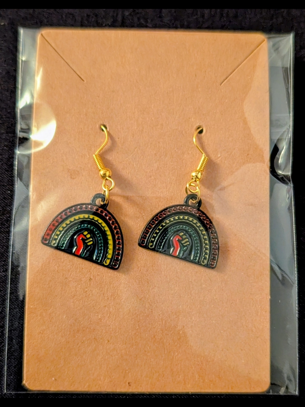 Hand Crafted Gold Hook Rainbow Arch Dangle Earrings